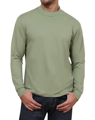 Halfword Langarmshirt Herren Stehkragen Thermo-T-Shirt Halber Rollkragen Thermooberteile Unterwäsche Freizeit Winter Grün M von Halfword