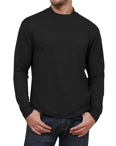 Halfword Langarmshirt Herren Stehkragen Thermo-T-Shirt Halber Rollkragen Thermooberteile Unterwäsche Freizeit Winter Schwarz XXXL von Halfword