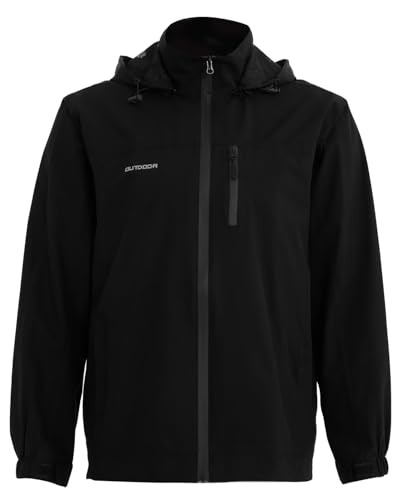 Halfword Outdoor Jacke Herren Softshelljacken Kapuze Winddicht Wasserdicht Funktionsjacke Freizeit Wandern Schwarz XXL von Halfword