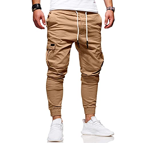 Herren Cargohose Jogginghose Casual Sport Slim Fit Fitnessstudio Jogginghose M-3XL, L-khaki, XXL Schlank von Halfword