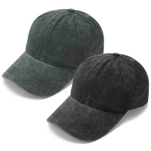 Halinuia 2 Stück Vintage Baseball Cap für Herren und Damen Verstellbar Schildmütze Outdoor Basecap Kappe Washed Cotton Used Look Baseballmütze für Freizeit Kappe Sonnenmütze Running Golf von Halinuia