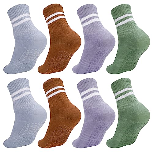 Halinuia 4 Paar rutschfeste Socken für Damen, Pilates-Socken mit Grip aus Gummi, elastische Sportsocken für Yoga, Pilates, Ballett, Tanz, Fitness, Kampfsport, Größe 35-40, Blau, Grün, Rot, Lila, 35-42 Halinuia 4 Paar rutschfeste Socken für Damen, Pilates-Socken mit Grip aus Gummi, elastische Sportsocken für Yoga, Pilates, Ballett, Tanz, Fitness, Kampfsport, Größe 35-40, Blau, Grün, Rot, Lila, 35-42 von Halinuia