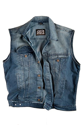 H15 Herren Denim Kutte Midblue Jeanskutte Bikerkutte Metalkutte bis 5XL - H15 Merch ! (4XL) von Halle 15