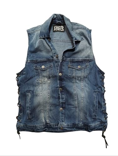 Jeanskutte Blau mit Schnürung, Halle15Clothes Kutte (L) von Halle 15