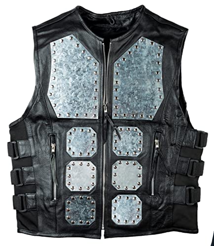 Sabaton Style Lederweste Joakim mit Metallplatten Lederkutte Bikerweste Echtleder H15 Merch ! (as3, alpha, 3x_l, regular, regular) von Halle 15