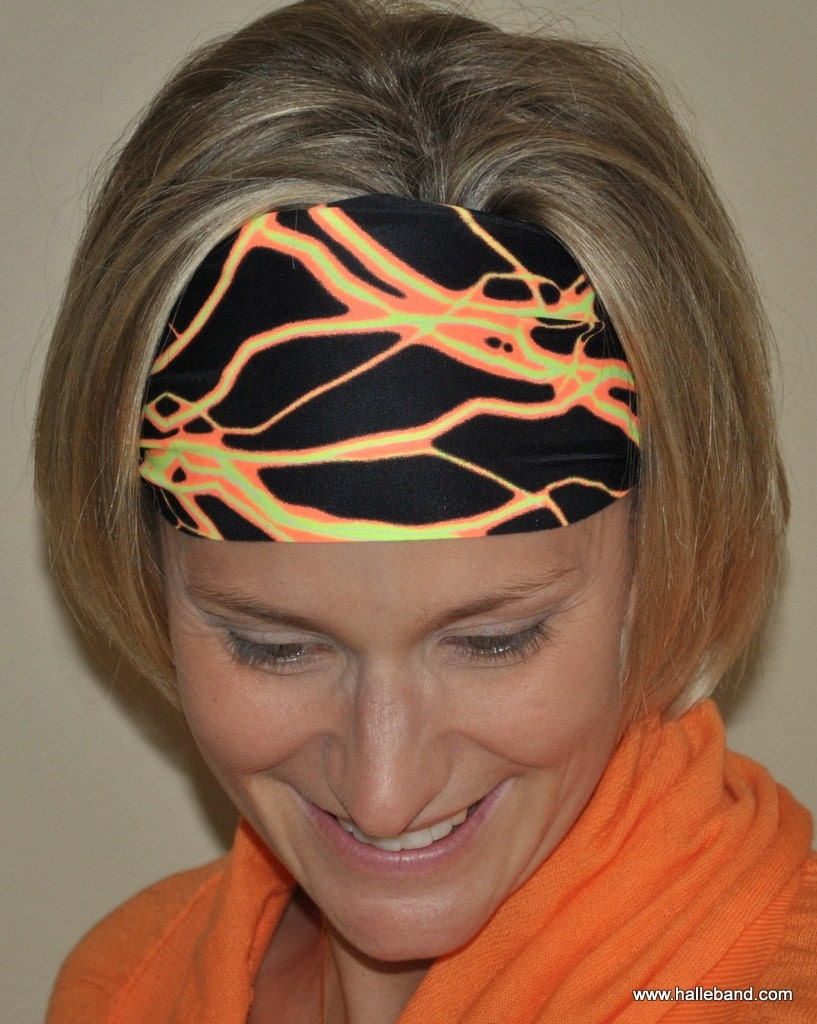 Workout-Stirnband | Fitness Stirnband Harley Haarband Biker |Schwarzes Und Oranges Stretch Workout-Stirnband | Fitness Stirnband Harley Haarband Biker |Schwarzes Und Oranges Stretch von HalleBand