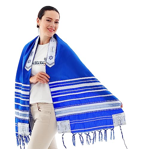 HalleluYAH King Salomon Tallit Gebetsschal, 183 x 55,9 cm, mit Tasche, entworfen in Israel, Königsblau, Medium von HalleluYAH