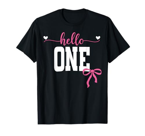 Hallo EIN Est 2024 Coquette Bow 1. Geburtstag Mädchen T-Shirt von Hallo Geburtstag Pink Coquette Bow Frauen cooles T