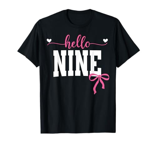 Hallo Nine Est 2016 Coquette Bow 9. Geburtstag Mädchen T-Shirt von Hallo Geburtstag Pink Coquette Bow Frauen cooles T