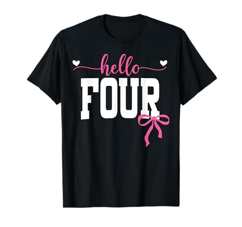 Hallo Vier Est 2021 Coquette Bow 4. Geburtstag Mädchen T-Shirt von Hallo Geburtstag Pink Coquette Bow Frauen cooles T