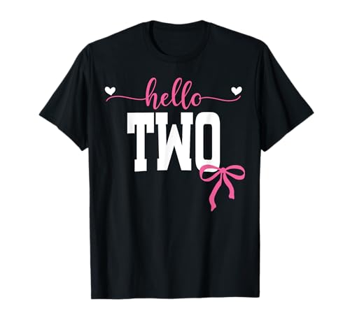 Hallo Zwei Est 2023 Coquette Bow 2. Geburtstag Mädchen T-Shirt von Hallo Geburtstag Pink Coquette Bow Frauen cooles T