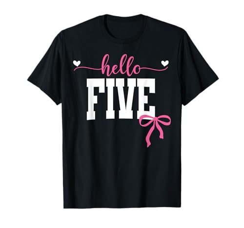 Hallo fünf Est 2020 Coquette Bow 5. Geburtstag Mädchen T-Shirt von Hallo Geburtstag Pink Coquette Bow Frauen cooles T