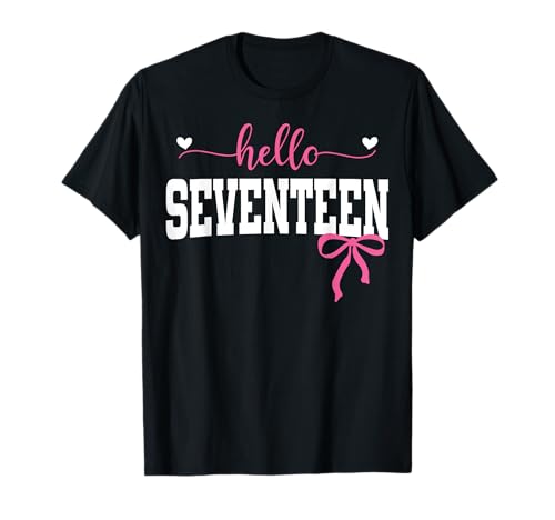 Hallo siebzehn Est 2008 Coquette Bow 17. Geburtstag Mädchen T-Shirt von Hallo Geburtstag Pink Coquette Bow Frauen cooles T