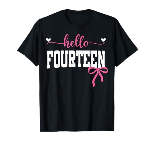 Hallo vierzehn Est 2011 Coquette Bow 14. Geburtstag Mädchen T-Shirt von Hallo Geburtstag Pink Coquette Bow Frauen cooles T