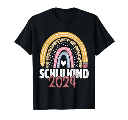 Endlich Schulkind 2024 Süßes Regenbogen Mädchen Einschulung T-Shirt von Hallo Schule 2024 Lustiger Kinder Schulkind 2024