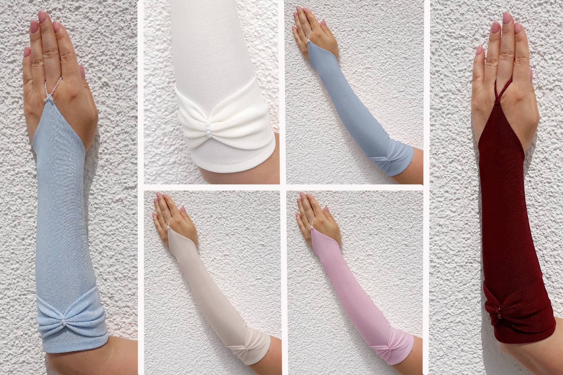 Handschuhe Abendhandschuhe Fingerlos Aus Satin-Matt Brauthandschuhe Kommunion Hochzeit 287/40cm Lang Opera Lang Brautmode Armstulpen von HalloSchaerpe
