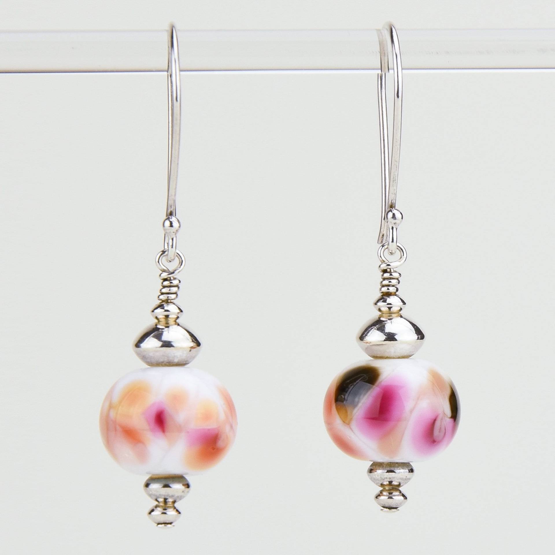 Lampwork Ohrringe/Handgemachte Glasperlen Schmuck Rosa Und Pfirsich Sra Lampwork Ohrringe/Handgemachte Glasperlen Schmuck Rosa Und Pfirsich Sra von HallockGlass