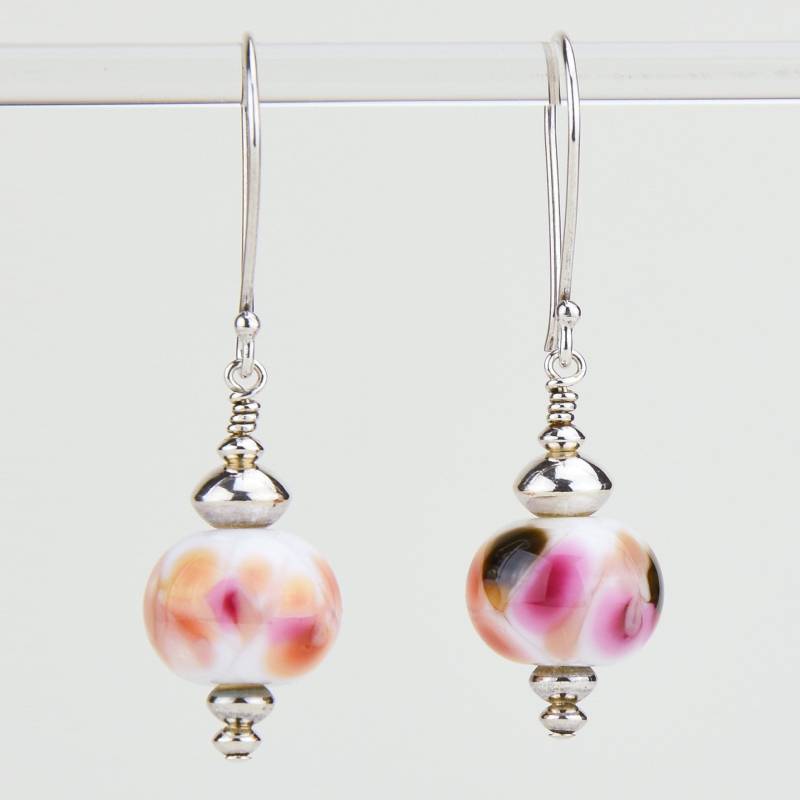 Lampwork Ohrringe/Handgemachte Glasperlen Schmuck Rosa Und Pfirsich Sra von HallockGlass