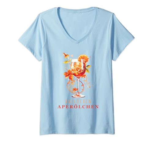 Damen Hallöchen Aperölchen Outfit Sommer Party Cocktail Spritz T-Shirt mit V-Ausschnitt Damen Hallöchen Aperölchen Outfit Sommer Party Cocktail Spritz T-Shirt mit V-Ausschnitt von Hallöchen Aperölchen Party Spritz Geschenkidee