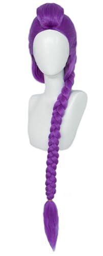 Hallojojo Rumi Cosplay Perücken Damen 119CM Deep Purple Lang Abnehmbar Pferdeschwanz Kostümperücke Verkleidung Dämon Jäger Girlgroup Rumi Halloween Karneval Party Maskenball Zubehör Anime Wig von Hallojojo