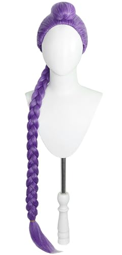 Hallojojo Rumi Cosplay Perücken Damen 120CM Lila Lang Pferdeschwanz Kostümperücke Verkleidung Dämon Jäger Girlgroup Rumi Halloween Karneval Party Maskenball Kostüm Zubehör Anime Wig von Hallojojo