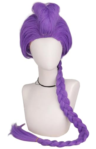 Hallojojo Rumi Cosplay Perücken Damen Deep Purple 100CM Lang Pferdeschwanz Kostümperücke Verkleidung Dämon Jäger Girlgroup Rumi Halloween Karneval Party Maskenball Zubehör Anime Wig von Hallojojo