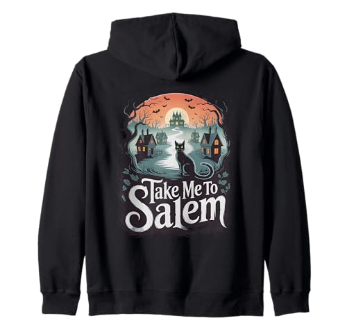 Schwarze Katze Geist Hexe Halloween Männer Frauen Kinder Kapuzenjacke von Halloween, Haunted House