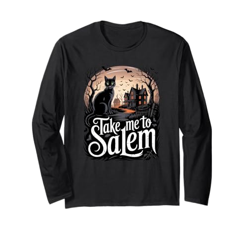 Schwarze Katze Geist Hexe Halloween Männer Frauen Kinder Langarmshirt von Halloween, Haunted House