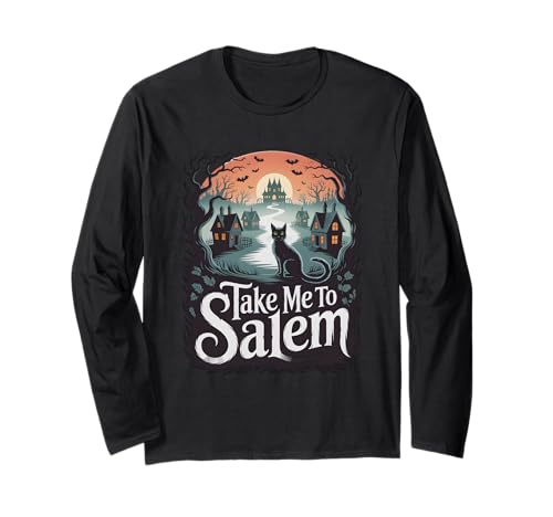 Schwarze Katze Geist Hexe Halloween Männer Frauen Kinder Langarmshirt von Halloween, Haunted House