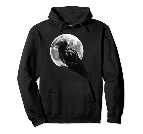 Schwarzer Rabe mit Mond. Occult Halloween Geschenk - Odin Pullover Hoodie von Halloween, Sugar Skull Designs by Christine Krahl