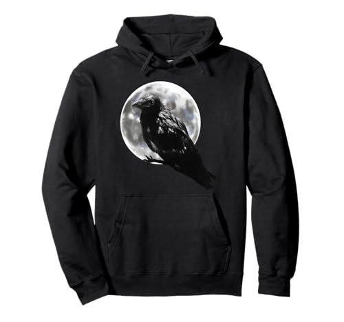 Schwarzer Rabe mit Mond. Occult Halloween Geschenk - Odin Pullover Hoodie von Halloween, Sugar Skull Designs by Christine Krahl