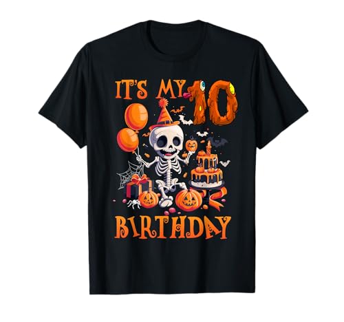 Kids It's My 10th Birthday Halloween Skeleton 10 Years Old T-Shirt Kids It's My 10th Birthday Halloween Skeleton 10 Years Old T-Shirt von Halloween 10th Birthday Boy Skeleton Costume
