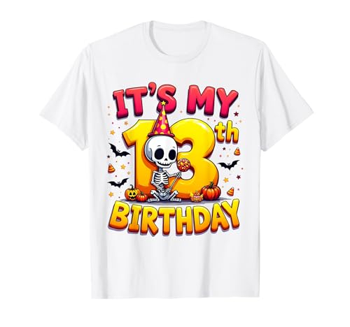 Kids It's My 13th Birthday Boy Funny Halloween Skeleton T-Shirt Kids It's My 13th Birthday Boy Funny Halloween Skeleton T-Shirt von Halloween 13th Birthday Boy Skeleton Costume