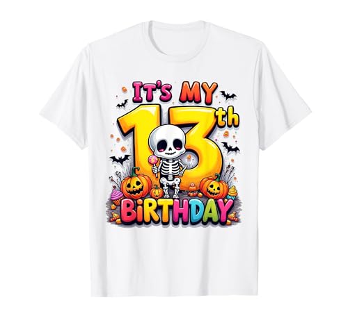 Kids It's My 13th Birthday Boy Funny Halloween Skeleton T-Shirt Kids It's My 13th Birthday Boy Funny Halloween Skeleton T-Shirt von Halloween 13th Birthday Boy Skeleton Costume