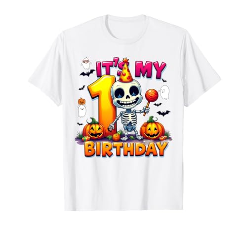 Kids It's My 1st Birthday Boy Halloween Skeleton 1 Years Old T-Shirt Kids It's My 1st Birthday Boy Halloween Skeleton 1 Years Old T-Shirt von Halloween 1st Birthday Boy Skeleton Costume