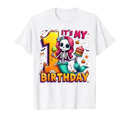 Kids It's My 1st Birthday Girl Halloween Mermaid Skeleton T-Shirt Kids It's My 1st Birthday Girl Halloween Mermaid Skeleton T-Shirt von Halloween 1st Birthday Girl Mermaid Costume