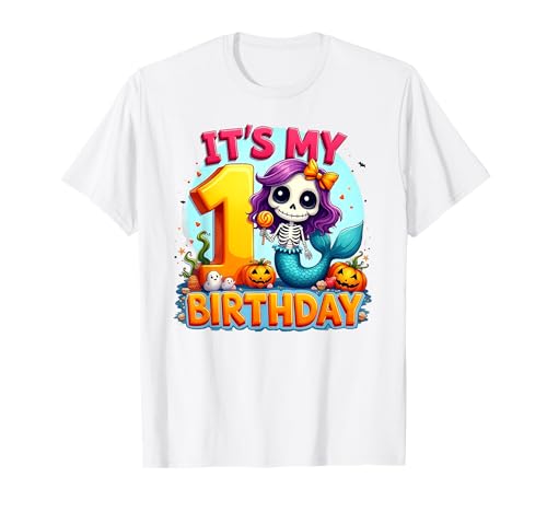 Kids It's My 1st Birthday Girl Halloween Mermaid Skeleton T-Shirt Kids It's My 1st Birthday Girl Halloween Mermaid Skeleton T-Shirt von Halloween 1st Birthday Girl Mermaid Costume