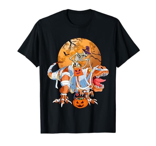 Skelett reitet Mumie Dinosaurier T-Rex Fun Halloween Kinder T-Shirt Skelett reitet Mumie Dinosaurier T-Rex Fun Halloween Kinder T-Shirt von Halloween Dinosaurier