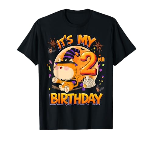 Kids It's My 2nd Birthday Halloween Cat Witch 2 Years Old T-Shirt Kids It's My 2nd Birthday Halloween Cat Witch 2 Years Old T-Shirt von Halloween 2nd Birthday Cute Witch Cat Costume