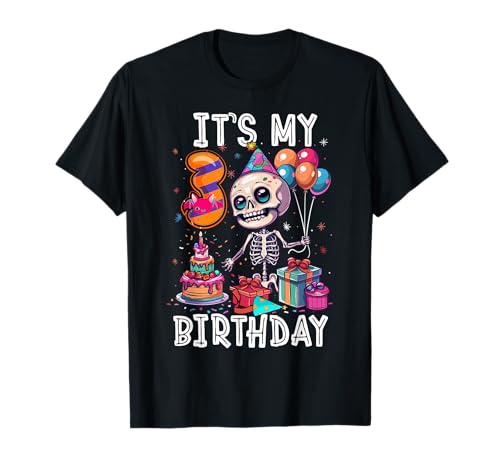 Kids It's My 3rd Birthday Boy Halloween Skeleton 3 Years Old T-Shirt von Halloween 3rd Birthday Boy Skeleton Costume