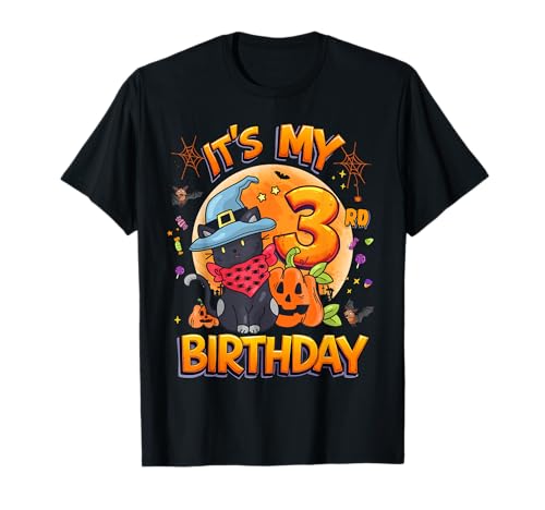 Kids It's My 3rd Birthday Girl Cat Halloween 3 Years Old T-Shirt Kids It's My 3rd Birthday Girl Cat Halloween 3 Years Old T-Shirt von Halloween 3rd Birthday Girl Witch Cat Costume