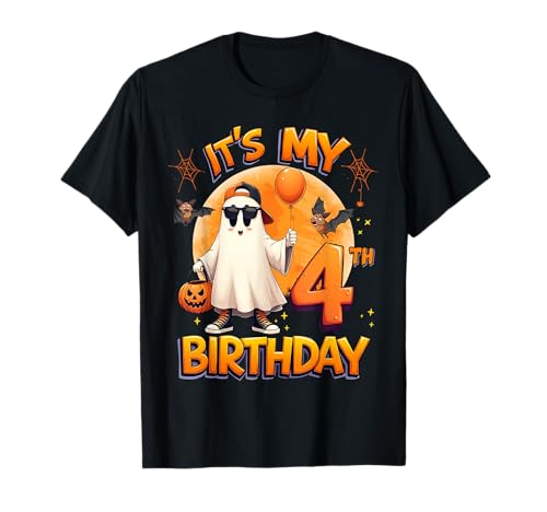 Kids It's My 4th Birthday Boy Ghost Halloween 4 Years Old T-Shirt Kids It's My 4th Birthday Boy Ghost Halloween 4 Years Old T-Shirt von Halloween 4th Birthday Boy Ghost Cool Outfit
