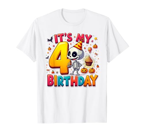 Kids It's My 4th Birthday Boy Halloween Skeleton 4 Years Old T-Shirt Kids It's My 4th Birthday Boy Halloween Skeleton 4 Years Old T-Shirt von Halloween 4th Birthday Boy Skeleton Costume