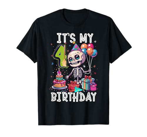 Kids It's My 4th Birthday Boy Halloween Skeleton 4 Years Old T-Shirt Kids It's My 4th Birthday Boy Halloween Skeleton 4 Years Old T-Shirt von Halloween 4th Birthday Boy Skeleton Costume