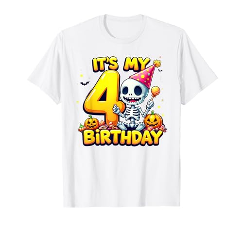 Kids It's My 4th Birthday Boy Halloween Skeleton 4 Years Old T-Shirt Kids It's My 4th Birthday Boy Halloween Skeleton 4 Years Old T-Shirt von Halloween 4th Birthday Boy Skeleton Costume