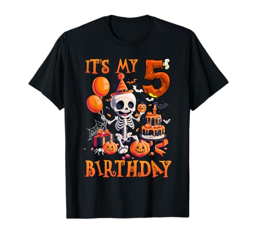 Kids It's My 5th Birthday Boy Halloween Skeleton 5 Years Old T-Shirt Kids It's My 5th Birthday Boy Halloween Skeleton 5 Years Old T-Shirt von Halloween 5th Birthday Boy Skeleton Costume