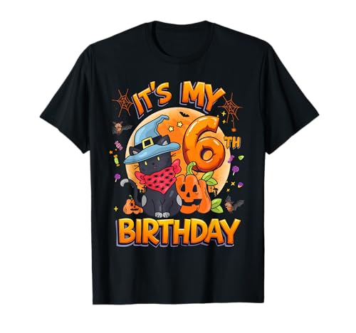 Kids It's My 6th Birthday Girl Cat Halloween 6 Years Old T-Shirt Kids It's My 6th Birthday Girl Cat Halloween 6 Years Old T-Shirt von Halloween 6th Birthday Girl Witch Cat Costume