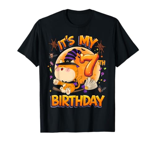 Kids It's My 7th Birthday Cat Witch Halloween 7 Years Old T-Shirt Kids It's My 7th Birthday Cat Witch Halloween 7 Years Old T-Shirt von Halloween 7th Birthday Cute Witch Cat Costume