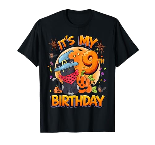 Kids It's My 9th Birthday Girl Cat Halloween 9 Years Old T-Shirt Kids It's My 9th Birthday Girl Cat Halloween 9 Years Old T-Shirt von Halloween 9th Birthday Girl Witch Cat Costume