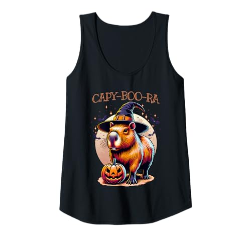 Damen Capy-Boo-Ra Capybara Hexe Jack-o-Lantern Kürbis Halloween Tank Top Damen Capy-Boo-Ra Capybara Hexe Jack-o-Lantern Kürbis Halloween Tank Top von Halloween Animal Outfits Girls Boys Kids